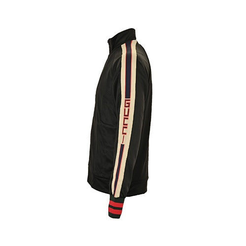 Gucci Black Track Jacket with Signature Side Stripe