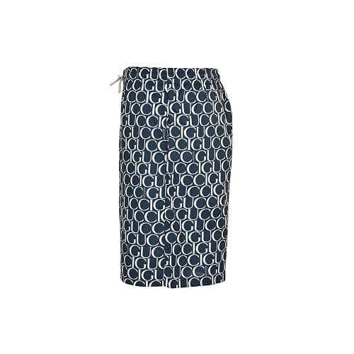 Gucci Allover Letter Print Swim Shorts in Navy
