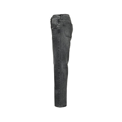 Gucci GG Monogram Straight-Leg Jeans with Horsebit Chain