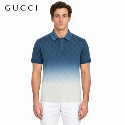 Gucci GG Jacquard Gradient Knit Polo Shirt