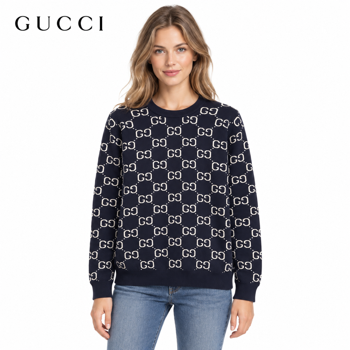 Gucci Unisex Monogram Double-G Crewneck Sweater