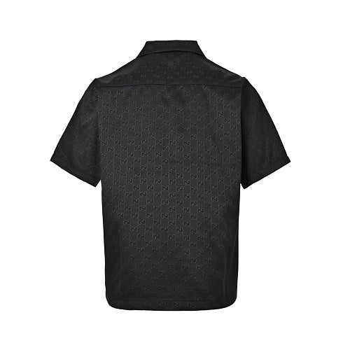 Gucci Tonal GG Jacquard Short-Sleeve Shirt in Black