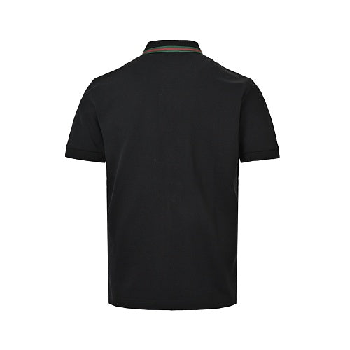 Gucci Web Stripe Collar GG Embroidered Polo Shirt