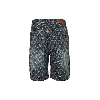 Gucci GG Monogram Allover Print Denim Shorts in Blue