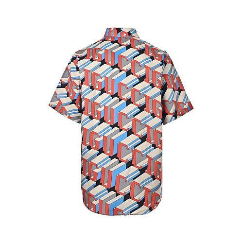 Gucci 3D Letter Allover Print Short-Sleeve Shirt
