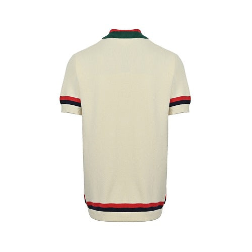 Gucci Web Stripe Knit Polo Shirt