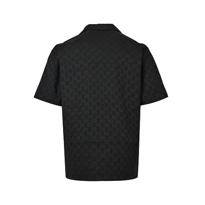 Gucci GG Monogram Jacquard Camp Collar Short-Sleeve Shirt
