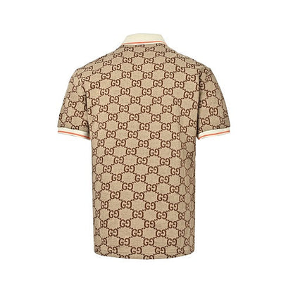 Gucci Maxi GG Allover Print Polo Shirt in Camel