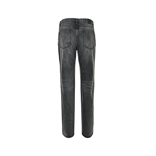 Gucci GG Monogram Straight-Leg Jeans with Horsebit Chain