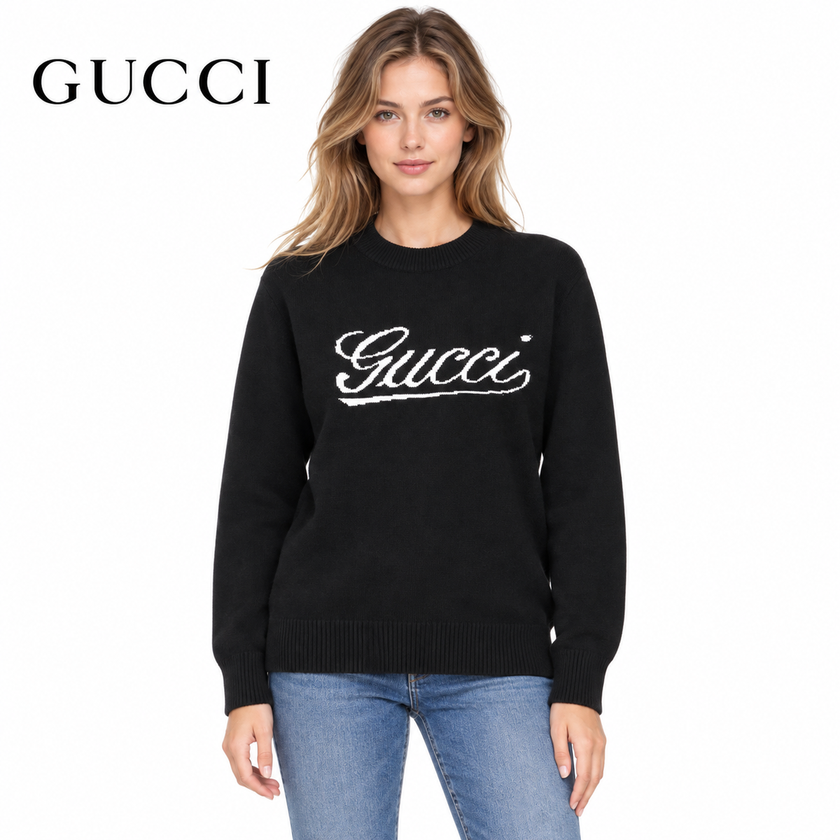 Gucci Unisex G8398 Jacquard Crewneck Sweater