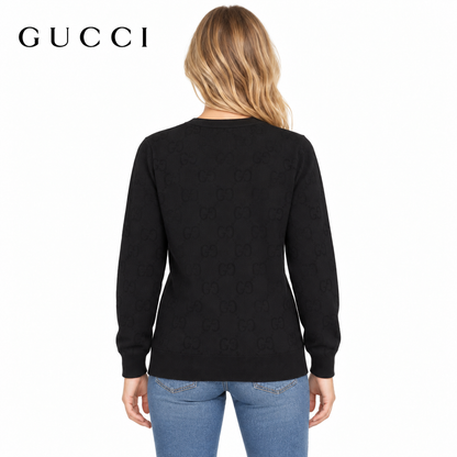 Gucci Unisex G8399 Double-G Jacquard Crewneck Sweater