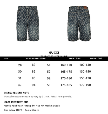 Gucci GG Monogram Allover Print Denim Shorts in Blue