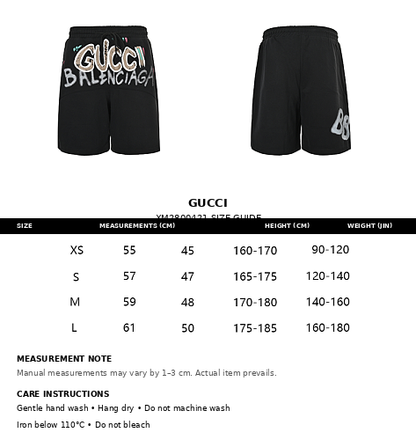 Gucci × Balenciaga Graffiti Logo Shorts