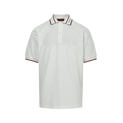 Gucci Logo Embroidered Polo Shirt – Black / White Piqué Cotton