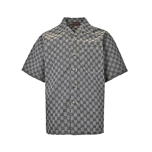 Gucci Tonal GG Jacquard Short-Sleeve Shirt in Black