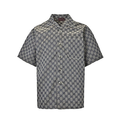 Gucci Tonal GG Jacquard Short-Sleeve Shirt in Black