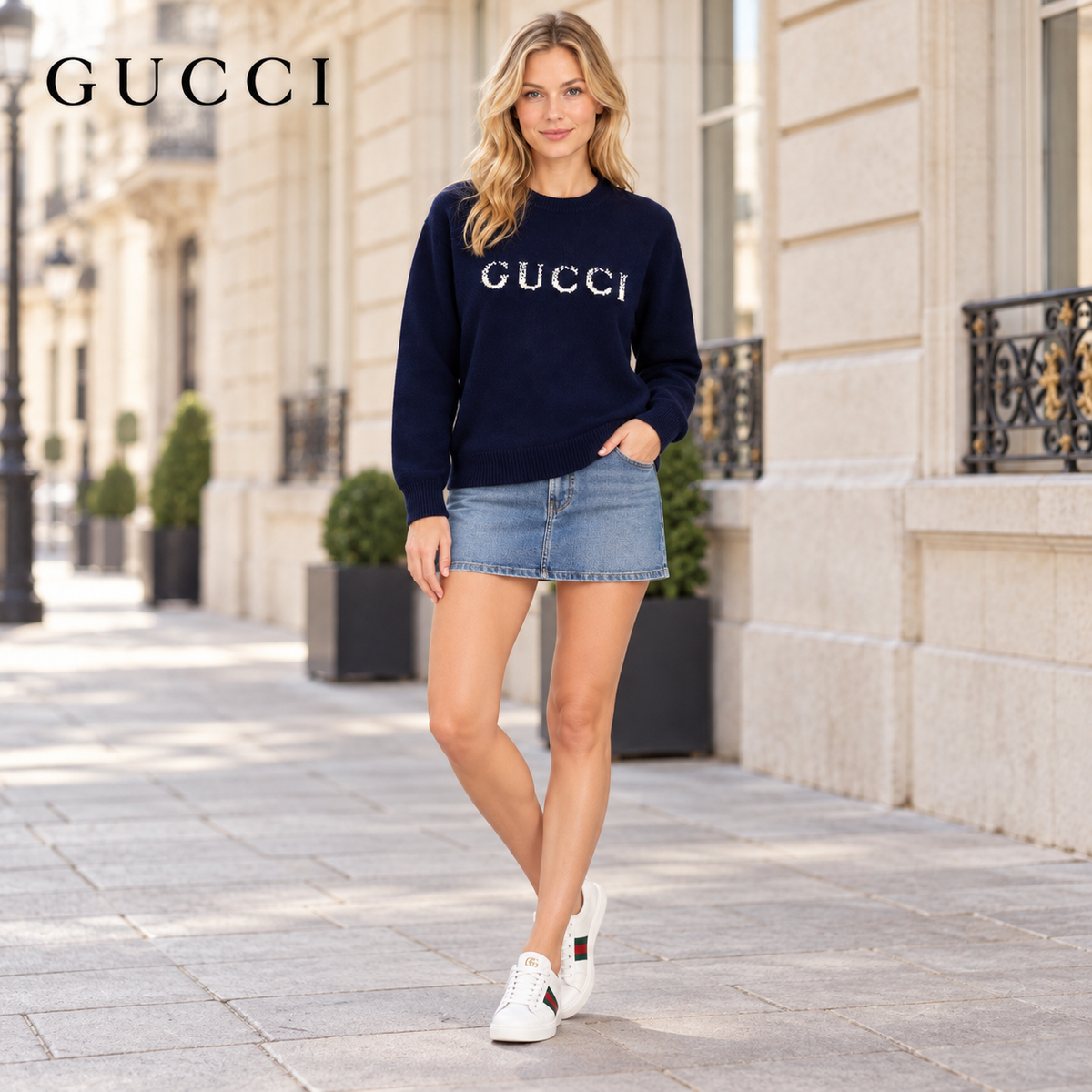 Gucci Unisex Jacquard Crewneck Sweater