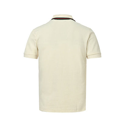 Gucci Web Stripe Collar GG Embroidered Polo Shirt