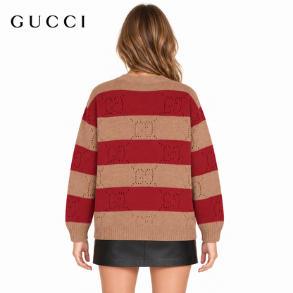 Gucci Unisex Open-Knit Striped Cardigan