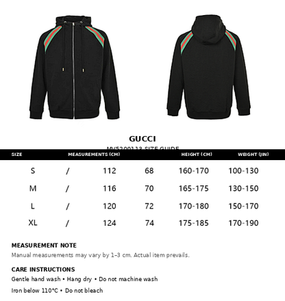 Gucci Web Stripe Full-Zip Hoodie – Black & White Oversized