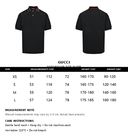 Gucci Logo Embroidered Polo Shirt – Black / White Piqué Cotton
