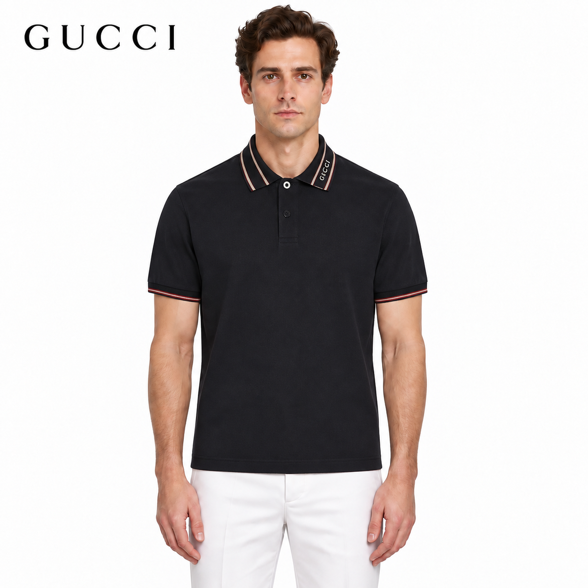 Gucci Web Stripe Tipped Polo Shirt