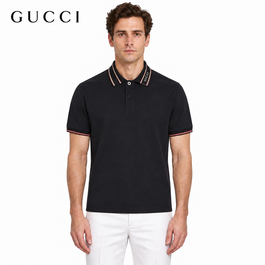 Gucci Web Stripe Tipped Polo Shirt
