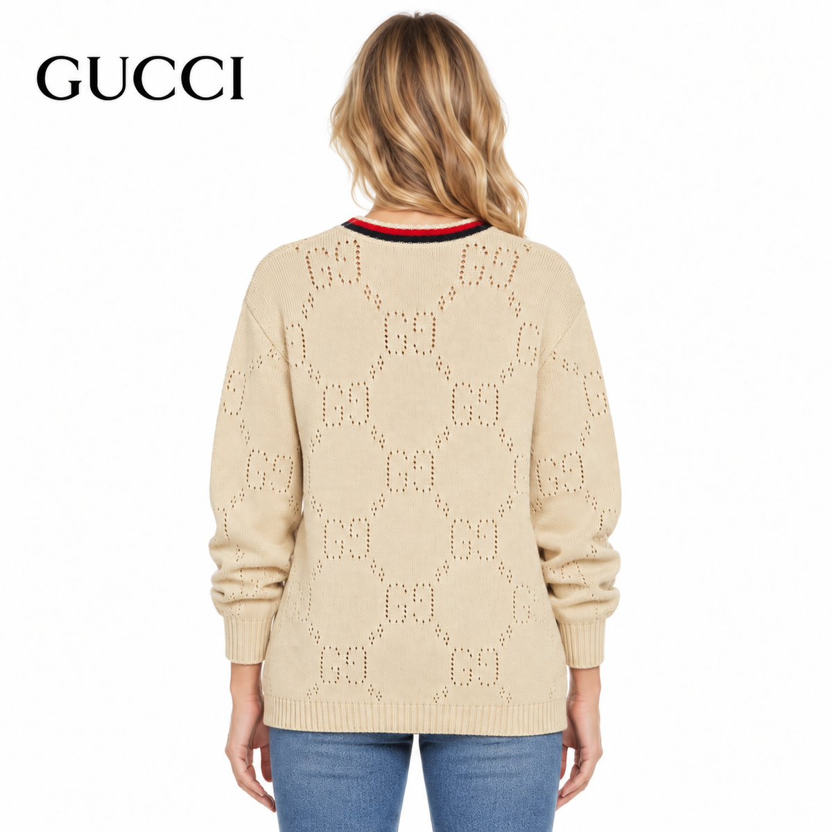 Gucci Unisex Open-Knit Crewneck Sweater