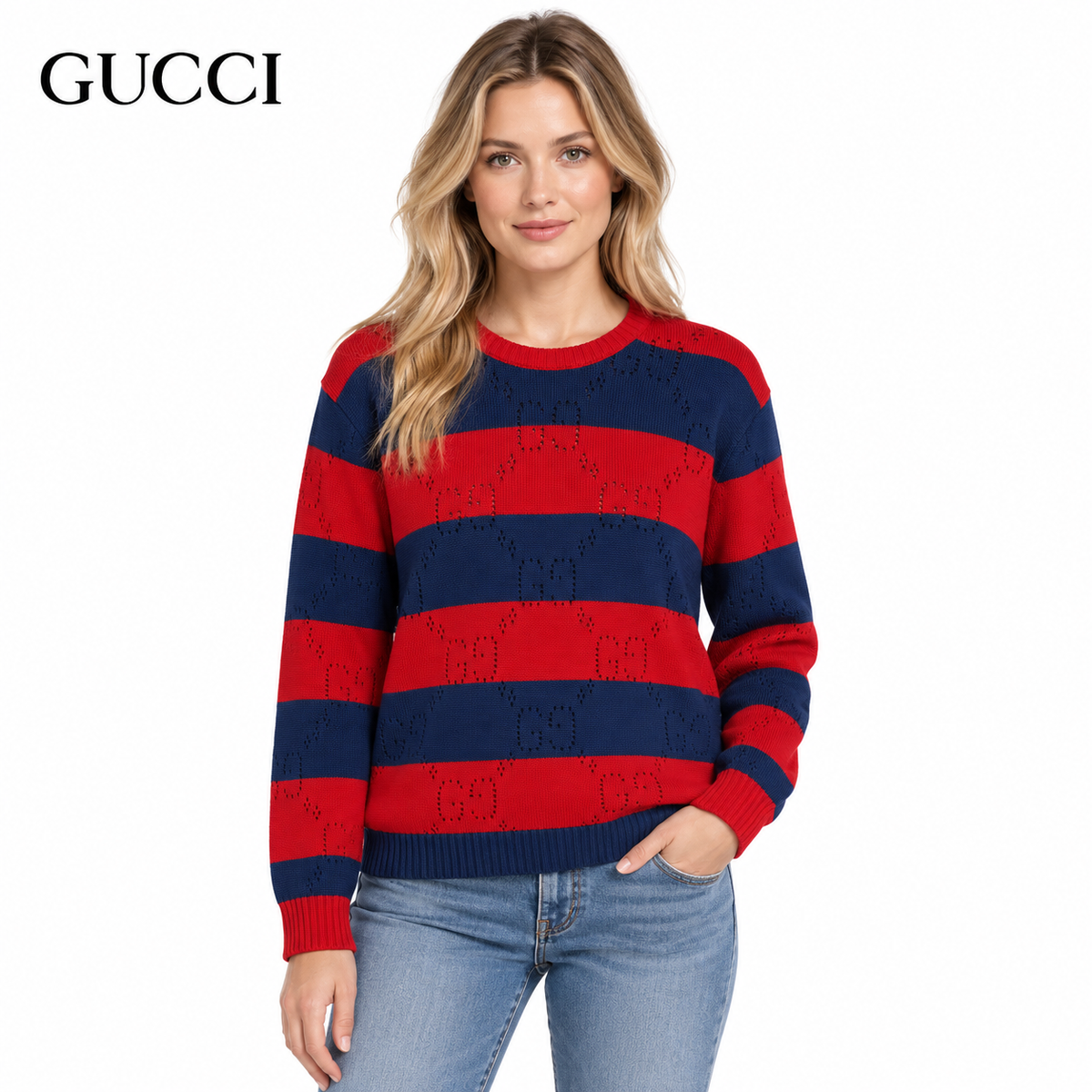 Gucci Unisex Open-Knit Crewneck Sweater