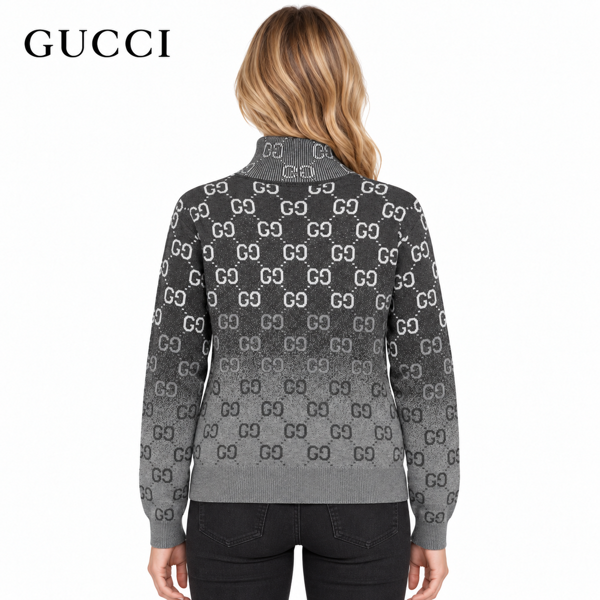Gucci Unisex Monogram Double-G Mock-Neck Sweater