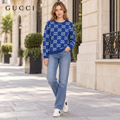 Gucci Unisex Double-G Jacquard Crewneck Sweater