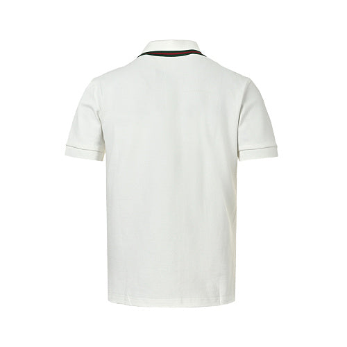 Gucci Web Stripe Collar GG Embroidered Polo Shirt