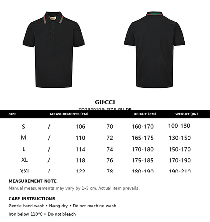 Gucci Web Stripe Collar GG Embroidered Polo Shirt