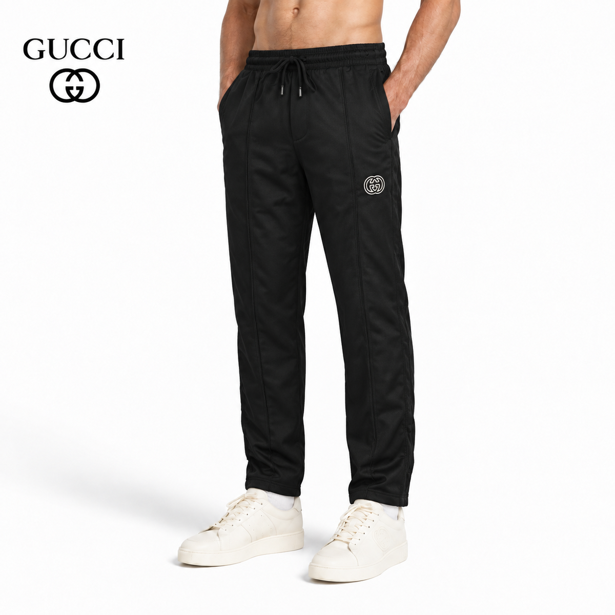 Gucci GG Monogram Jogger Pants with Web Stripe