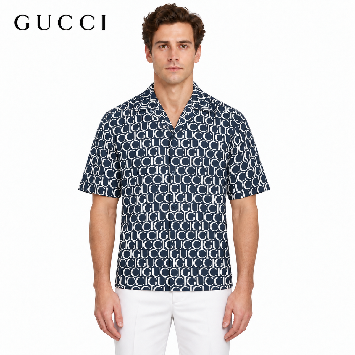 Gucci GG Monogram Short-Sleeve Shirt