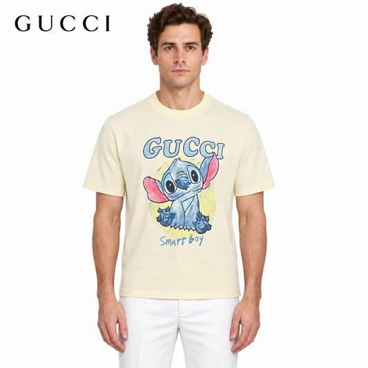 Gucci x Stitch 'Smart Boy' Graphic T-Shirt — Cream