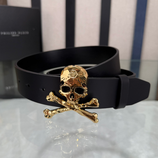 PP Leather Logo Skull Belt #16