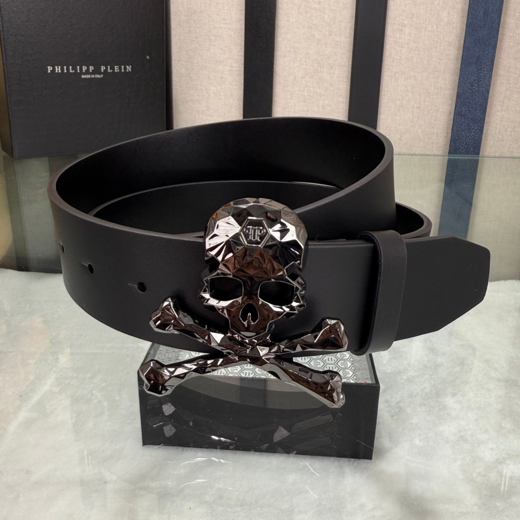 PP Leather Logo Skull Belt #16