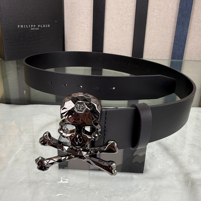 PP Leather Logo Skull Belt #16