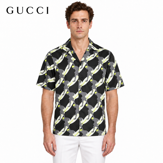 Gucci Abstract Camo Print Short-Sleeve Camp Collar Shirt