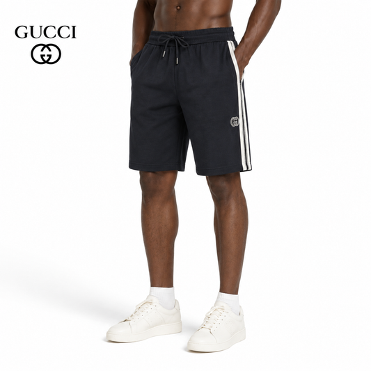 Gucci Side Stripe Athletic Shorts in Navy