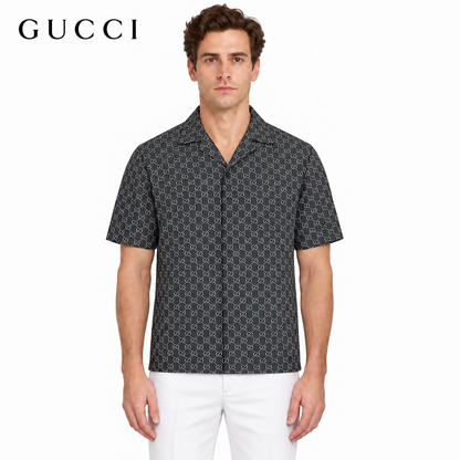 Gucci GG Monogram All-Over Print Camp Collar Shirt