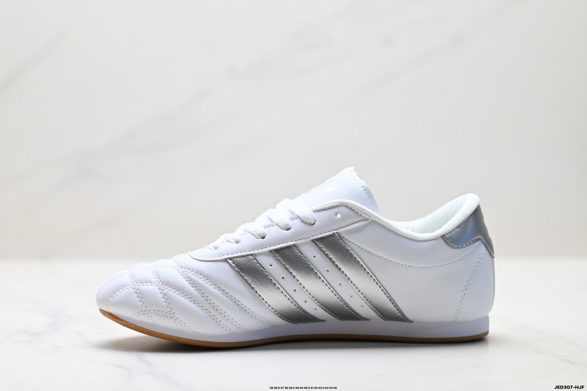 Classic White & Silver Court Sneakers