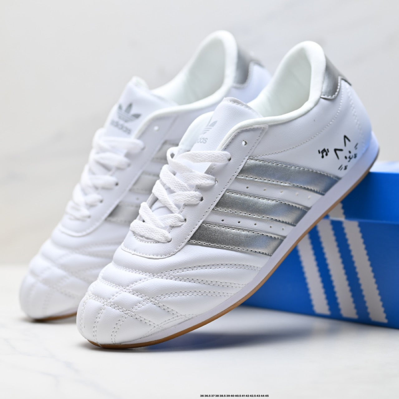Classic White & Silver Court Sneakers