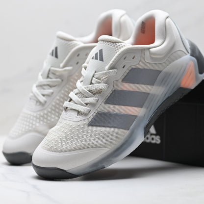 Adidas Grey White Court Shoes with Orange Accents