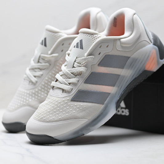 Adidas Grey White Court Shoes with Orange Accents