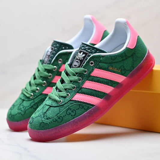 Adidas Originals Gazelle GG Monogram Green Pink Sneakers