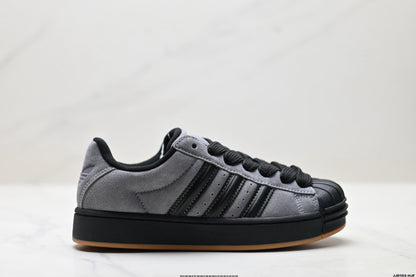 Adidas Originals Superstar Platform Sneaker Grau Schwarz Wildleder