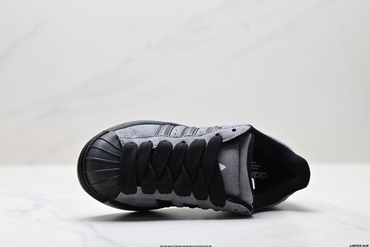 Adidas Originals Superstar Platform Sneaker Grau Schwarz Wildleder