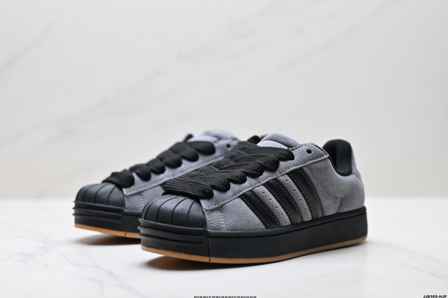 Adidas Originals Superstar Platform Sneaker Grau Schwarz Wildleder
